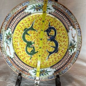 Chinese double dragon porcelain hand painted plate.
